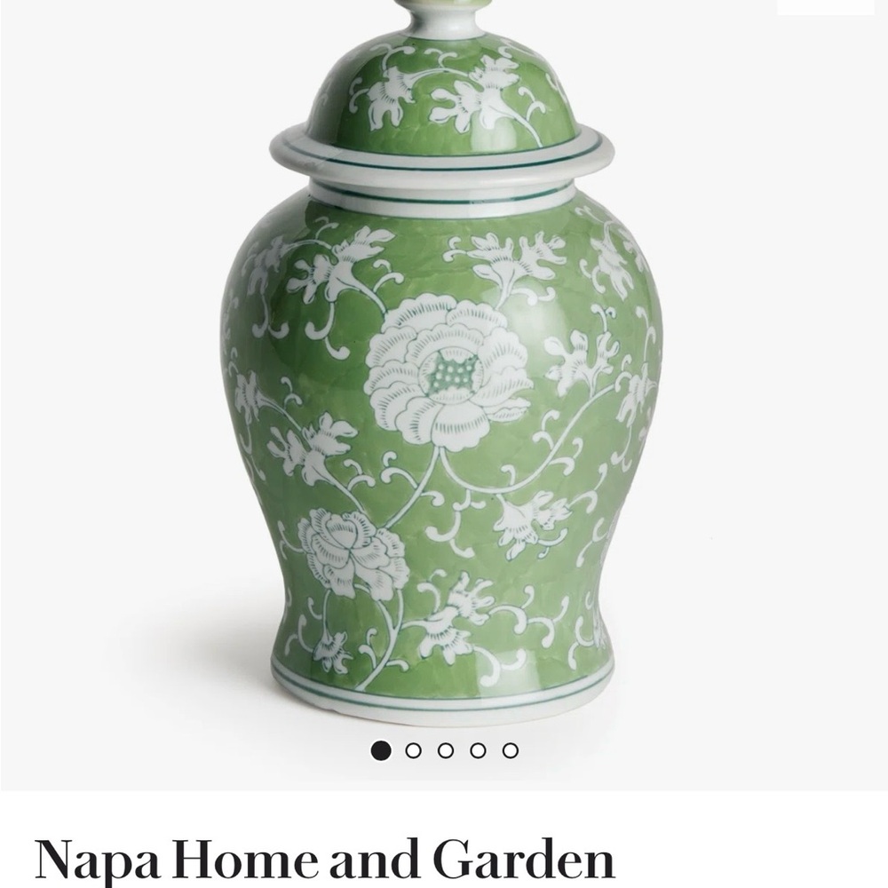 Green Floral Ginger Jar - New In Original Packaging